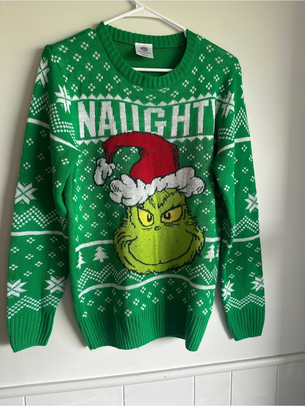Grinch Christmas Sweater Green Naughty Fair Isle Ugly Holiday Knit S